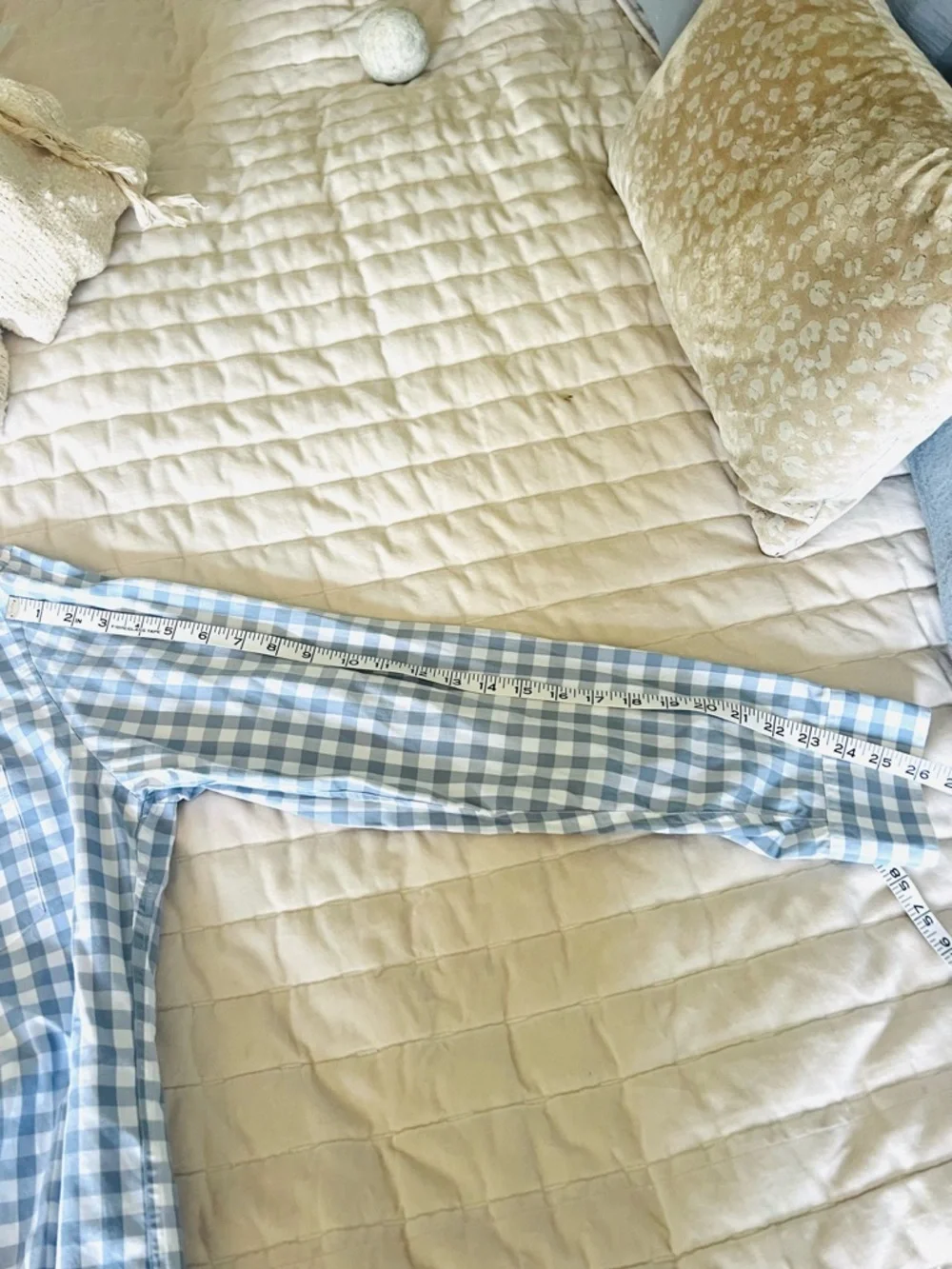 J. Crew Quality Woven Blue and White Gingham Button-Down Shirt 100 % cotton L